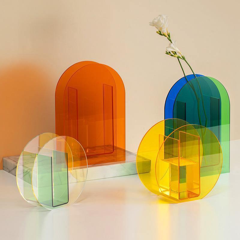 Geometrisk Blommig Akrylvase