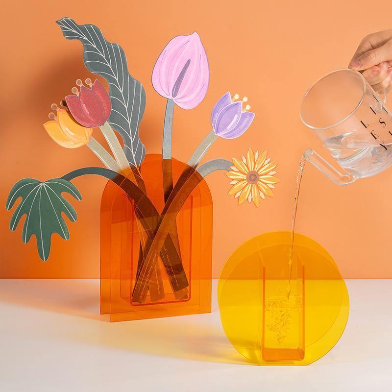 Geometrisk Blommig Akrylvase