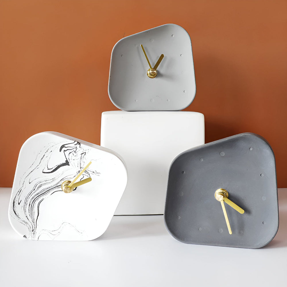 Minimalistisk Betong Skrivbordsklocka – Modern Analog Tidsmätare