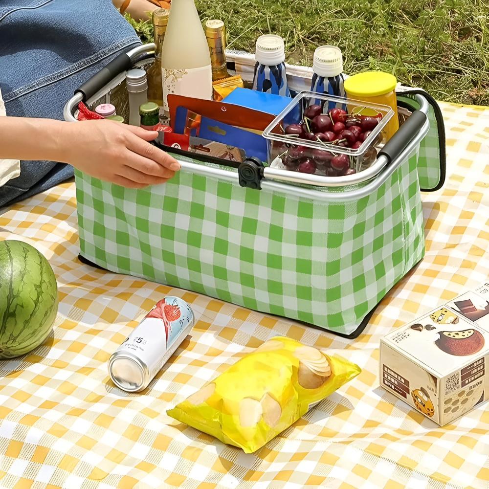 Hopfällbar Isolerad Picknickkorg – Stilren Kylkorg för Strand, Park & Utflykter