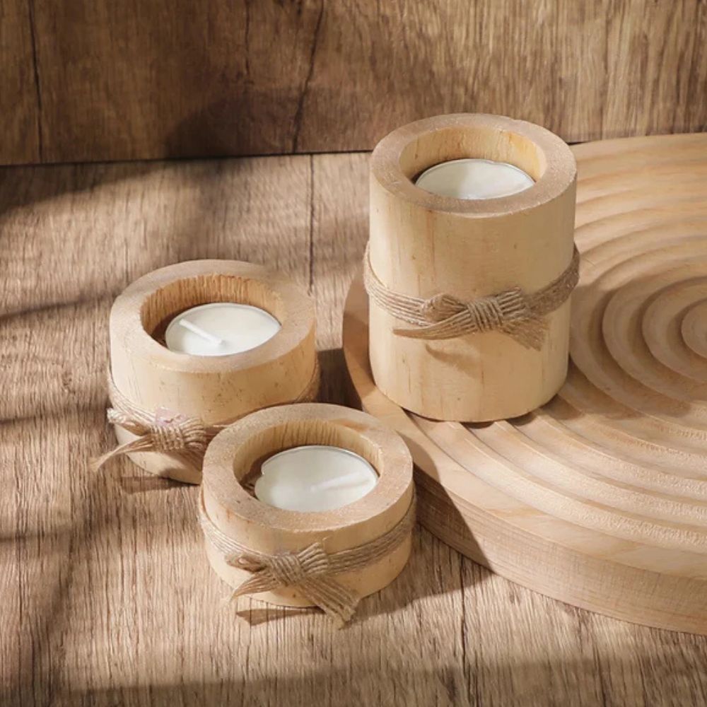 BambooLys – Set med 3 Naturliga Bambuljushållare