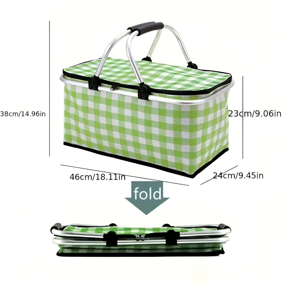 Hopfällbar Isolerad Picknickkorg – Stilren Kylkorg för Strand, Park & Utflykter