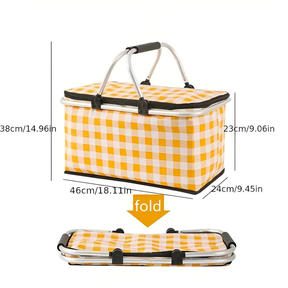 Hopfällbar Isolerad Picknickkorg – Stilren Kylkorg för Strand, Park & Utflykter