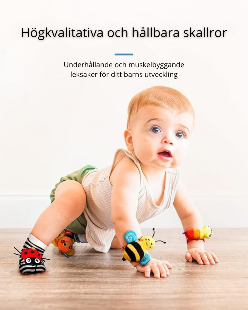Handledsskallra och Strumpor – Sensorisk Leksak för 0-12 Månader