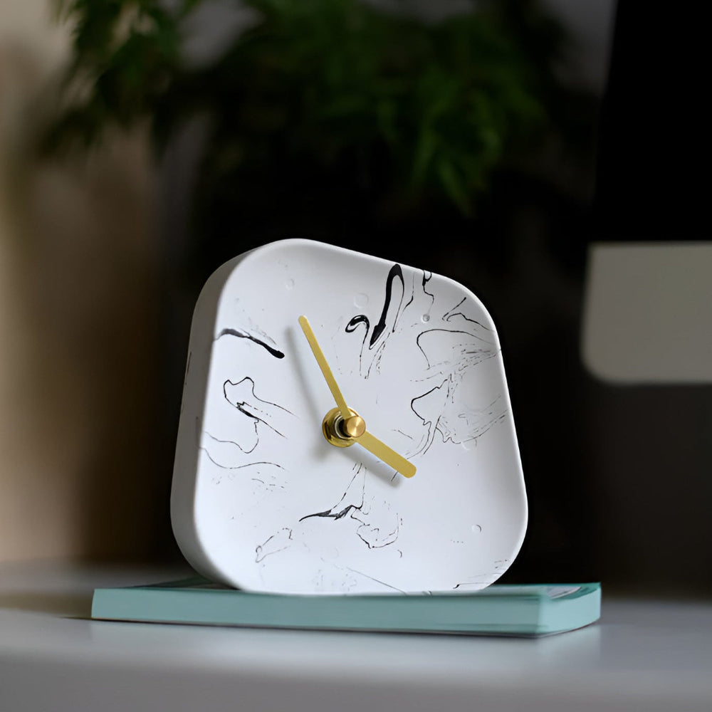 Minimalistisk Betong Skrivbordsklocka – Modern Analog Tidsmätare