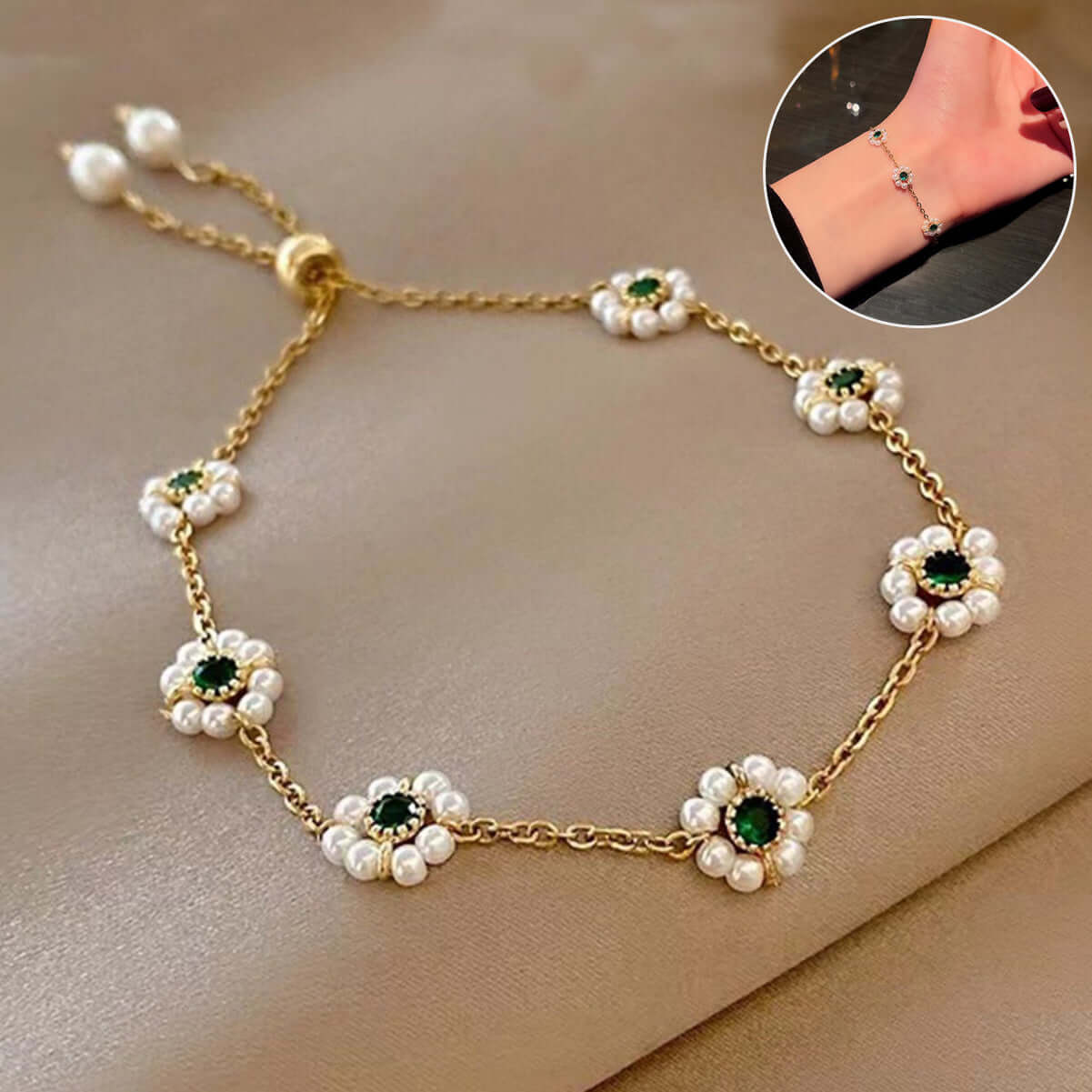Flora Pearl – Justerbart Blomsterarmband
