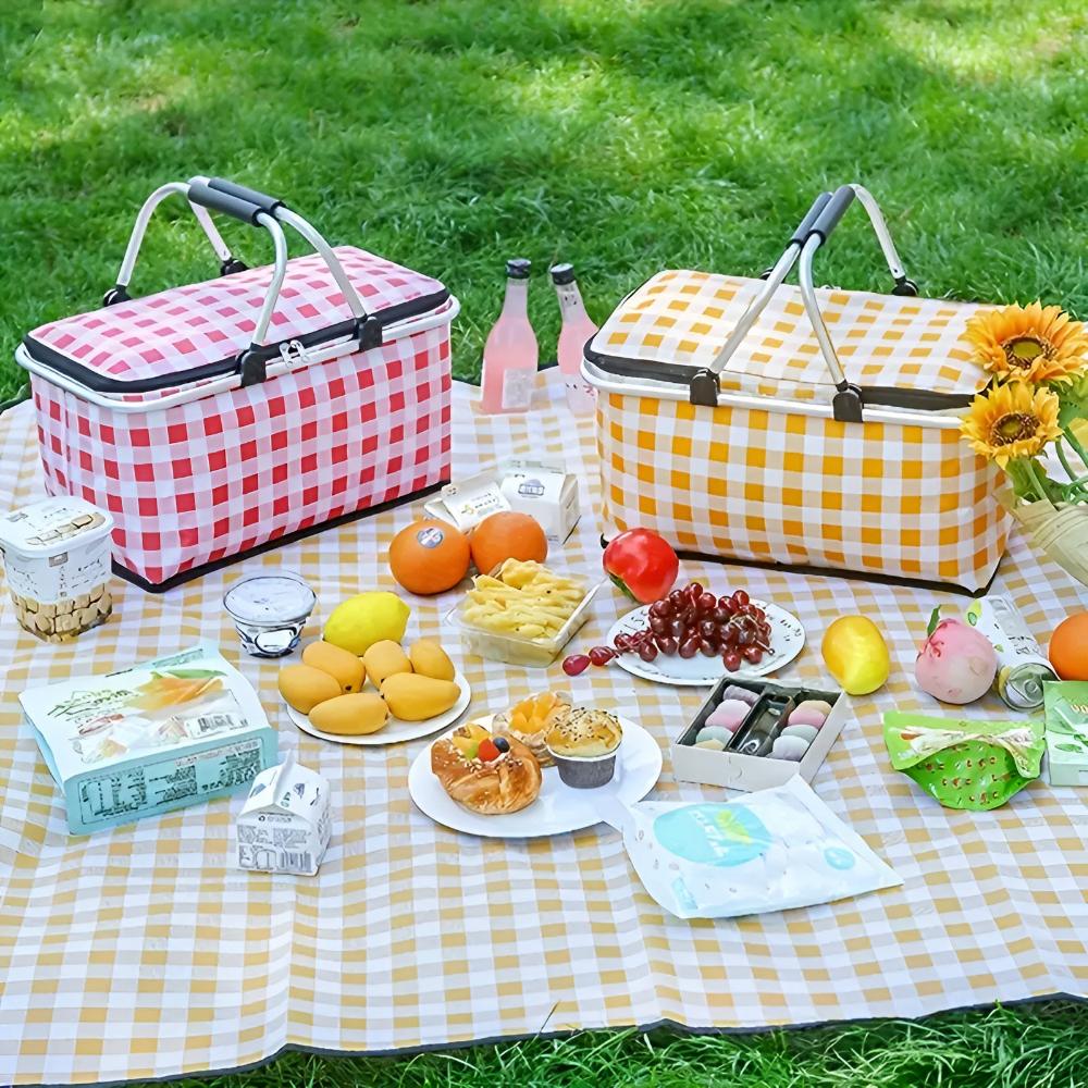 Hopfällbar Isolerad Picknickkorg – Stilren Kylkorg för Strand, Park & Utflykter