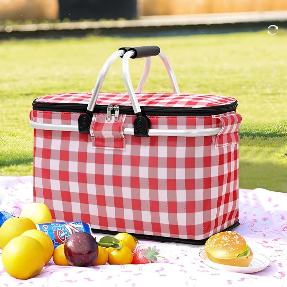 Hopfällbar Isolerad Picknickkorg – Stilren Kylkorg för Strand, Park & Utflykter