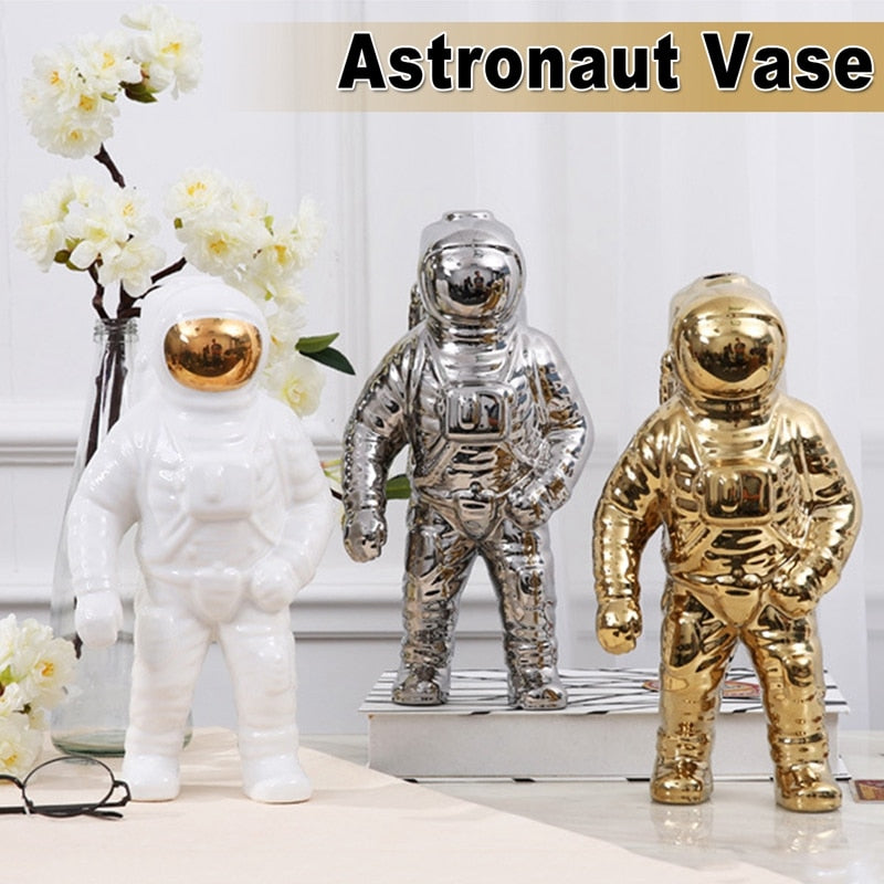 Guld Astronaut Keramikvas | Dekorativ och futuristisk design