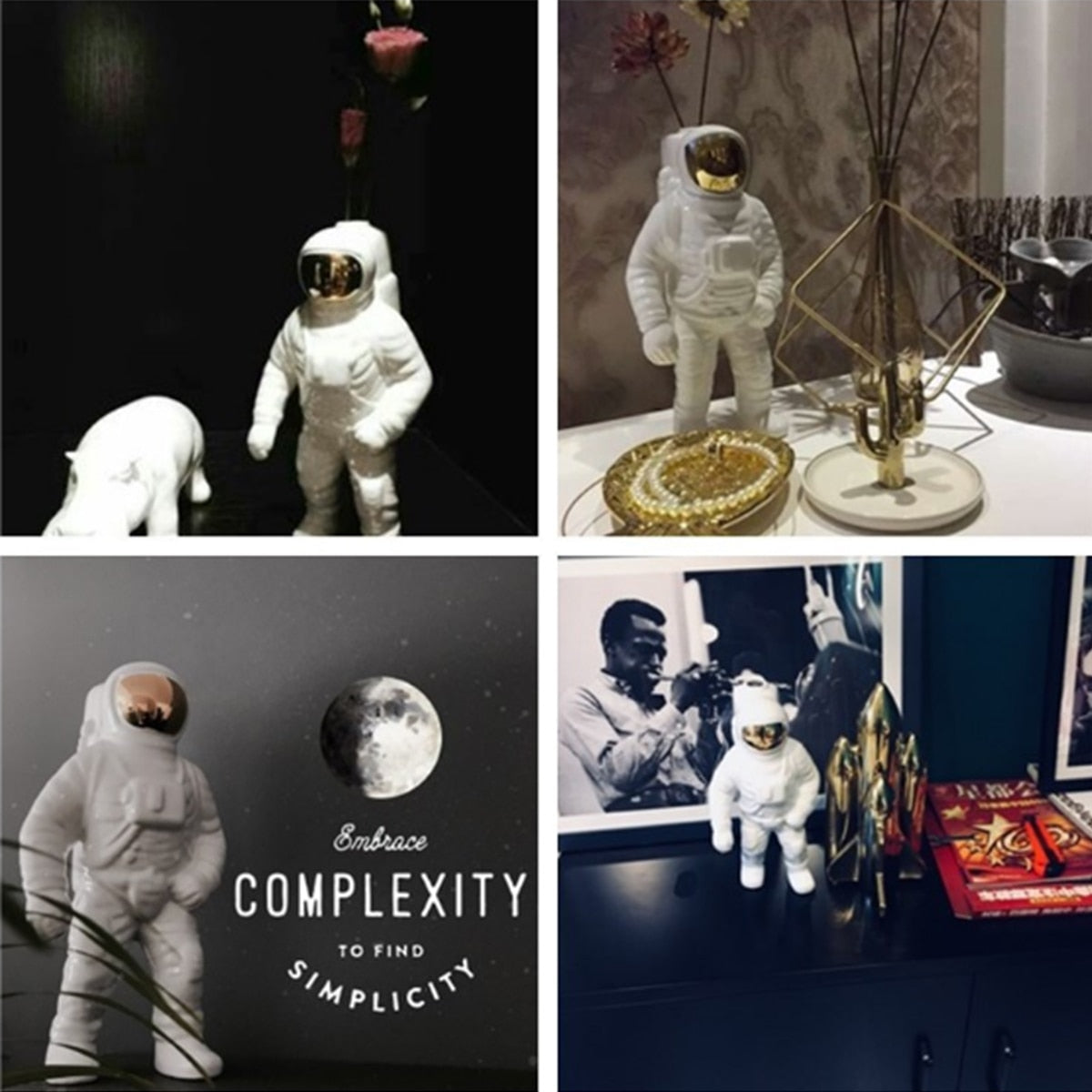 Guld Astronaut Keramikvas | Dekorativ och futuristisk design