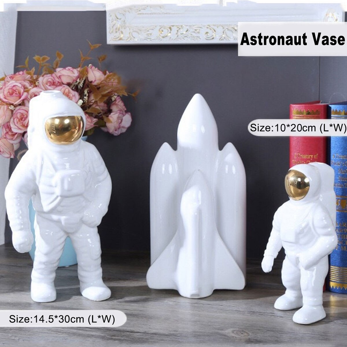 Guld Astronaut Keramikvas | Dekorativ och futuristisk design