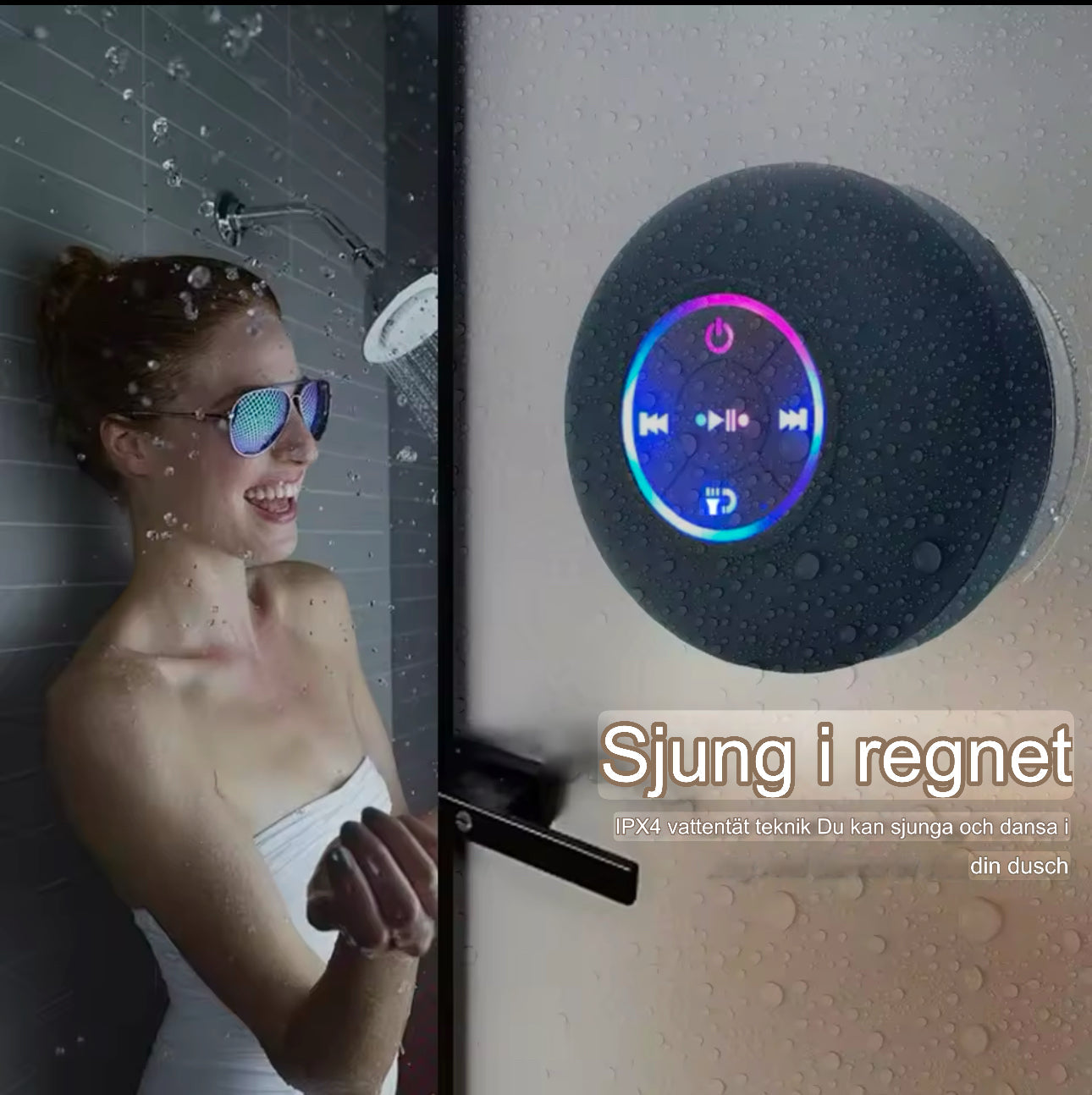 Trådlös Bluetooth Högtalare med LED & Suction Cup