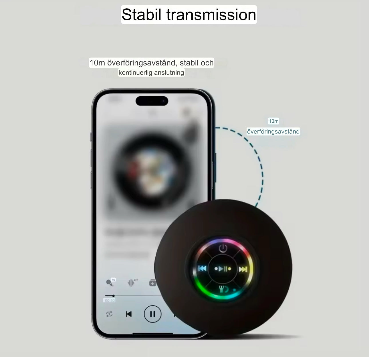 Trådlös Bluetooth Högtalare med LED & Suction Cup