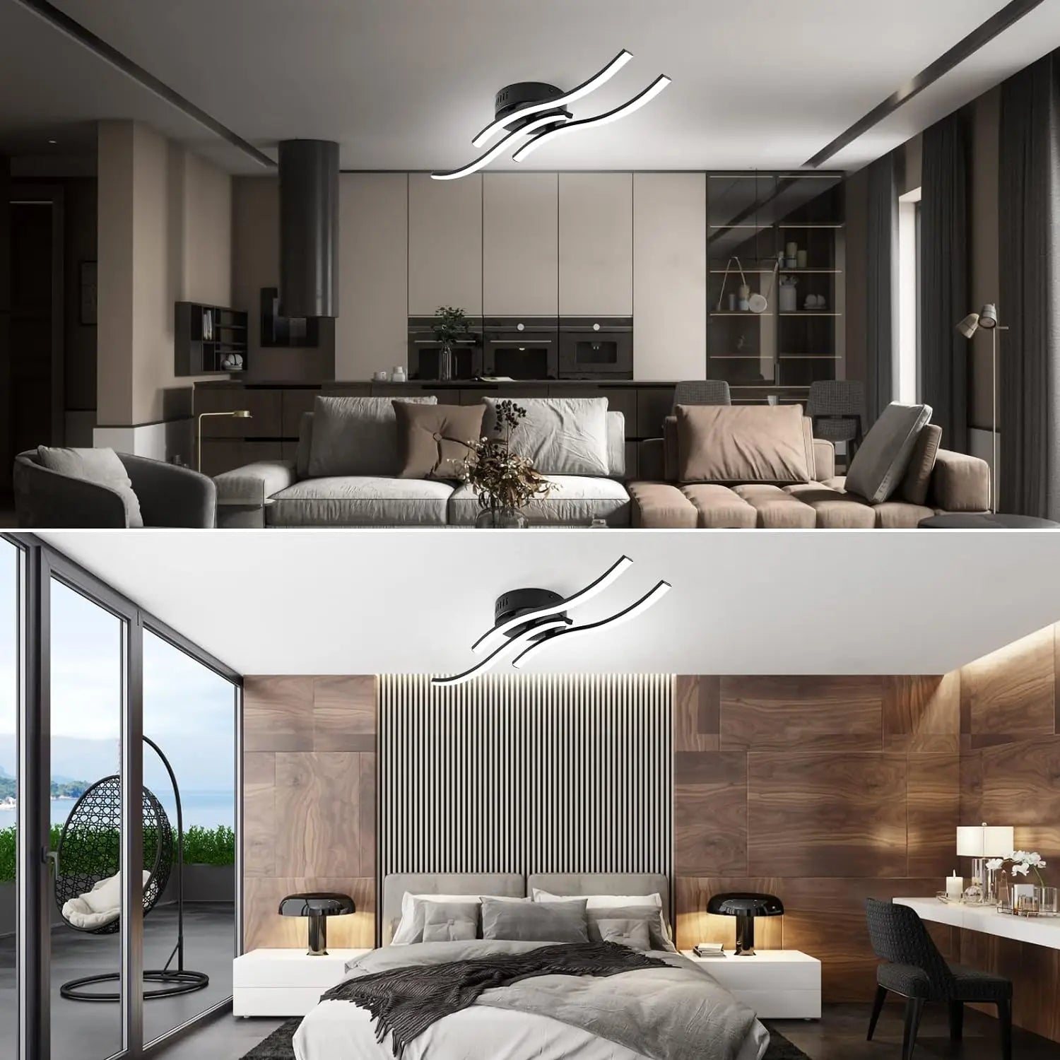 LumiWave – 3-Flammig LED-taklampa i modern design