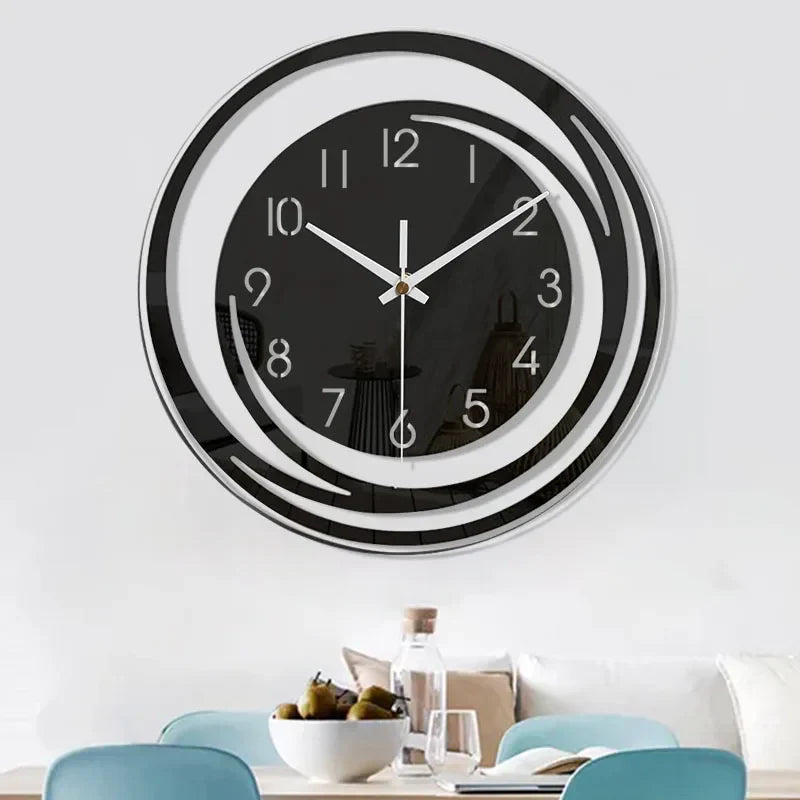 NordicTime – Minimalistisk Akrylväggklocka i Skandinavisk Svart Design