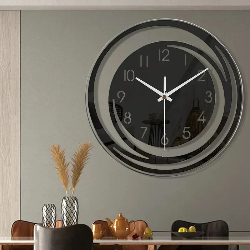 NordicTime – Minimalistisk Akrylväggklocka i Skandinavisk Svart Design
