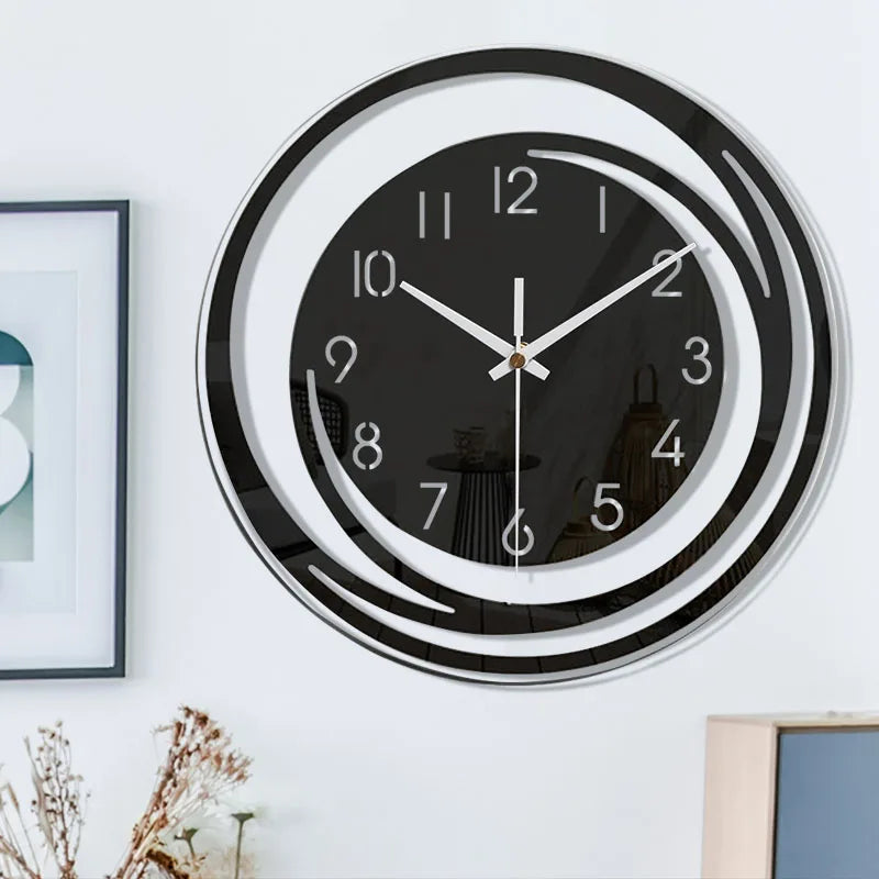 NordicTime – Minimalistisk Akrylväggklocka i Skandinavisk Svart Design