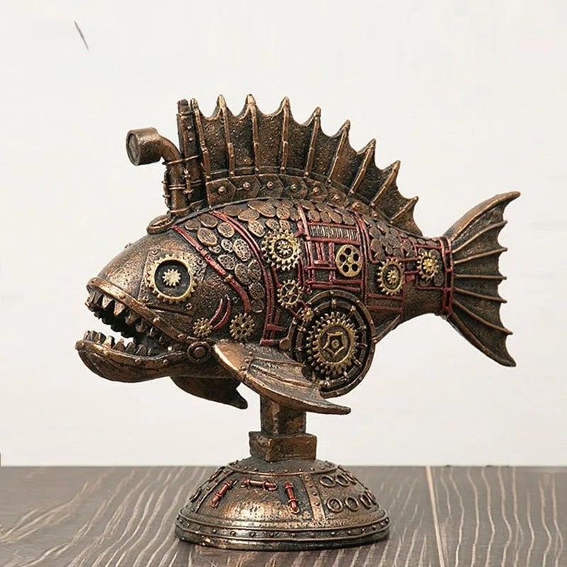 GearFin – Steampunk Gearfish Skulptur