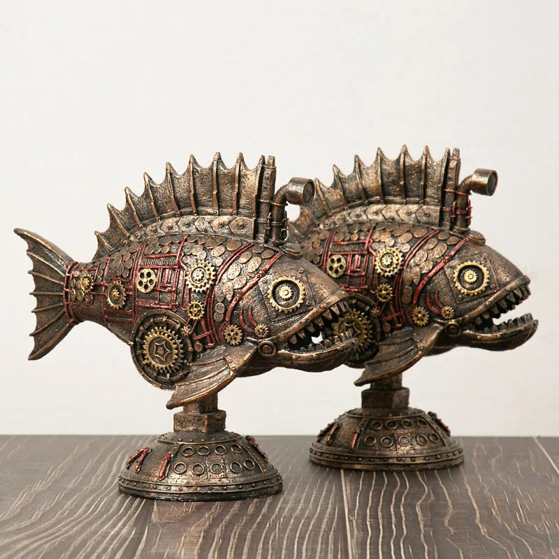 GearFin – Steampunk Gearfish Skulptur