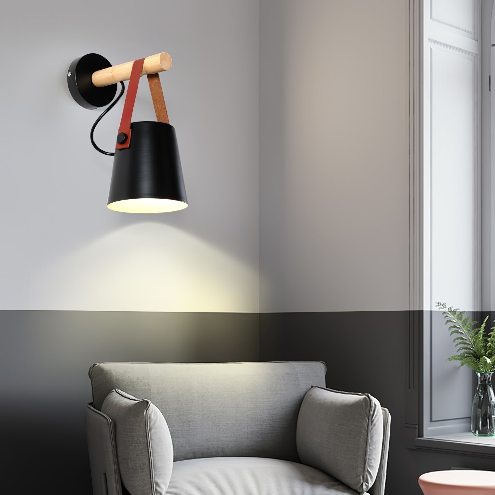 WoodCone – Konisk vägglampa i trä