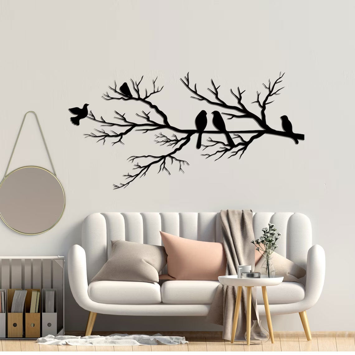 BirdGrace – Elegant Metallväggdekoration med Fågeldesign
