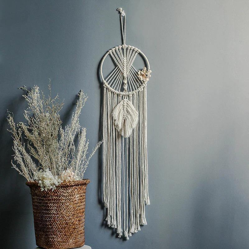 CelestialWeave – Handgjord Macramé Dreamcatcher för Himmelsk Elegans