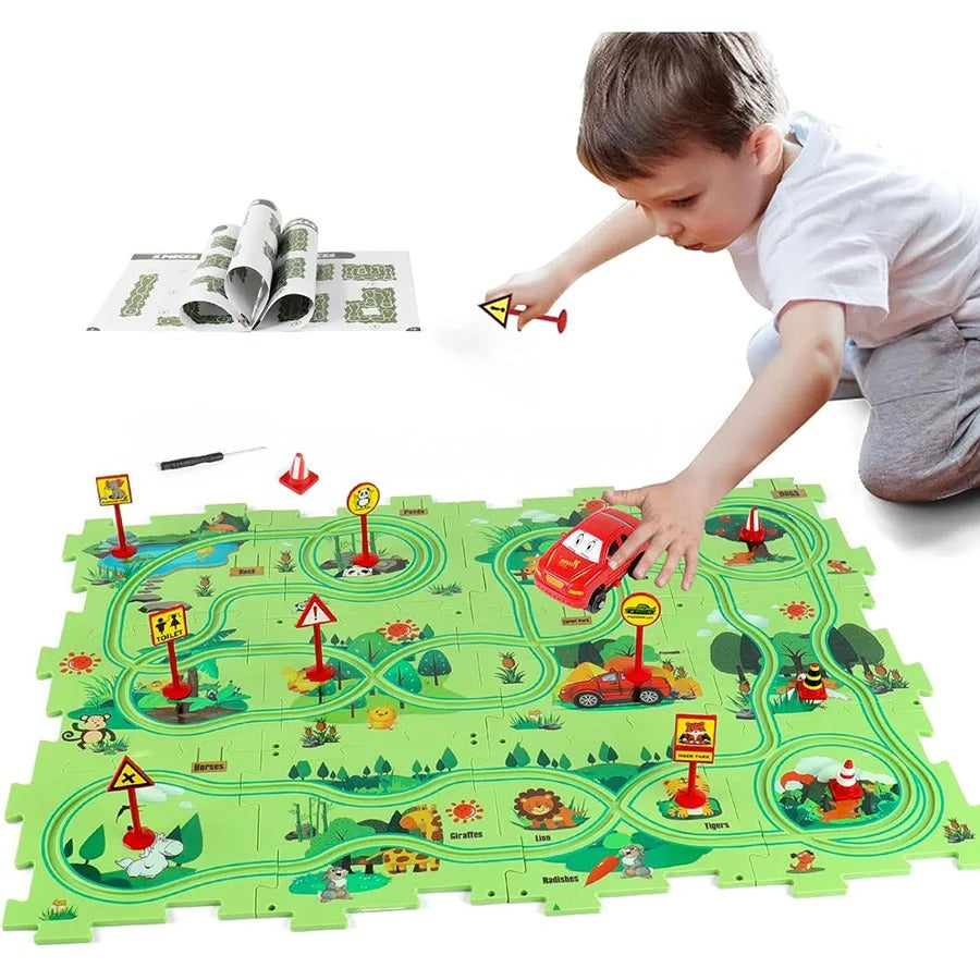 Puzzle Track Car Play Set: Roligt och Lärorikt för Barn