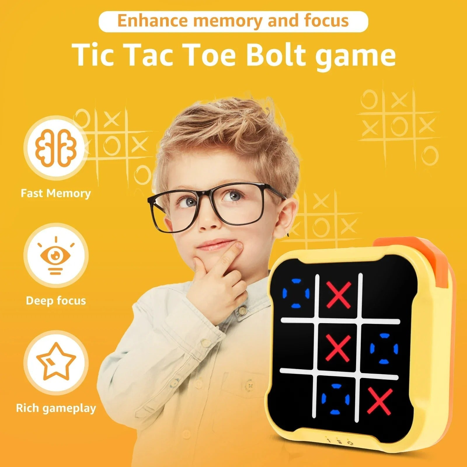 TicTacTech™-Electronisk Tic-Tac-Toe spel – Bärbart Minnesspel för Barn och Vuxna