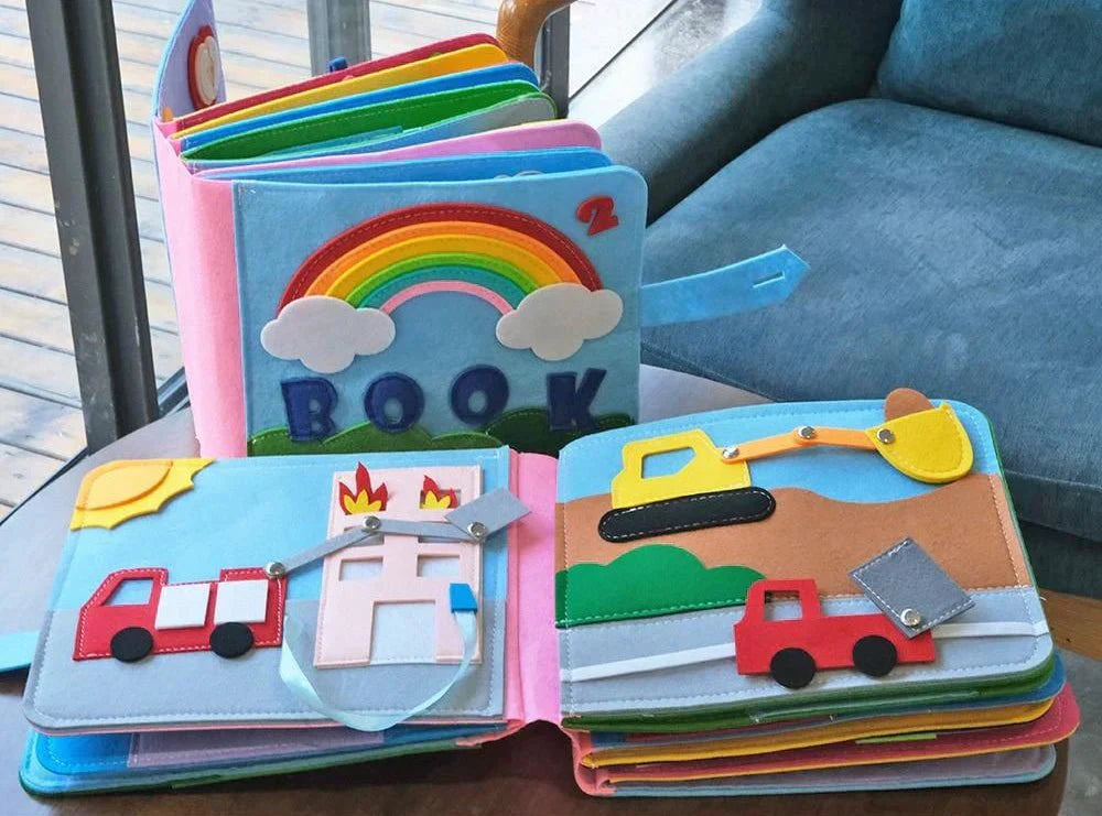 Montessori-aktivitetsbok med filt – Lärande genom lek för småbarn