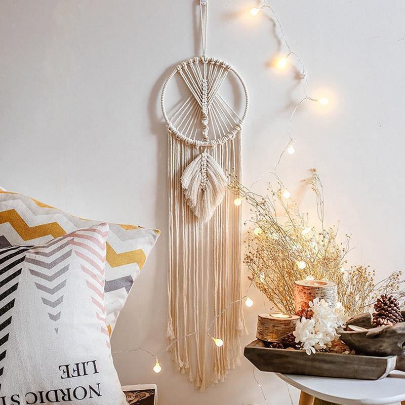 CelestialWeave – Handgjord Macramé Dreamcatcher för Himmelsk Elegans