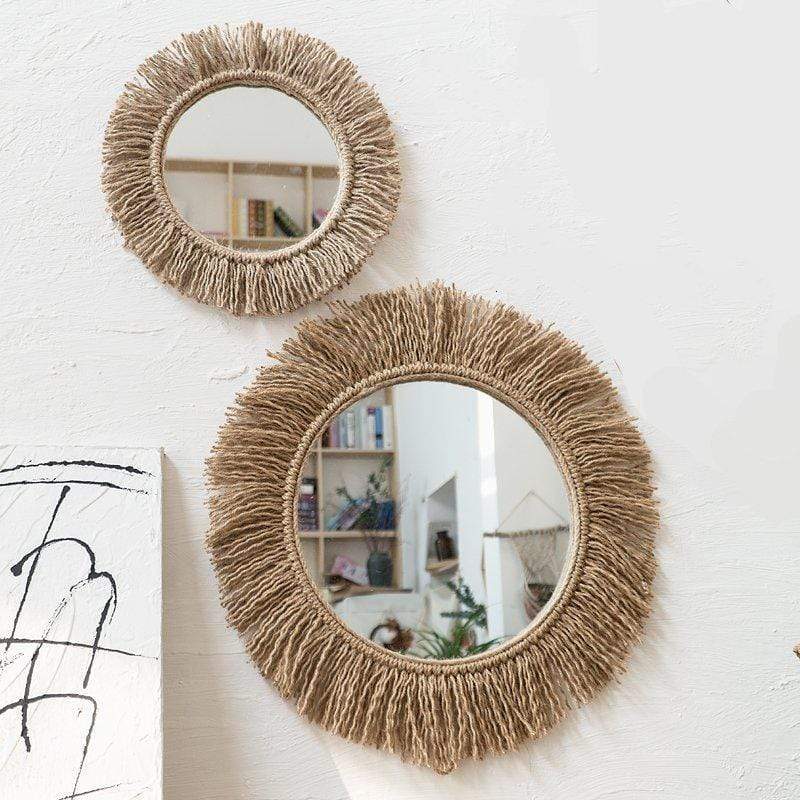 BohoReflex – Handvävd Boho Spegel med Repdetaljer